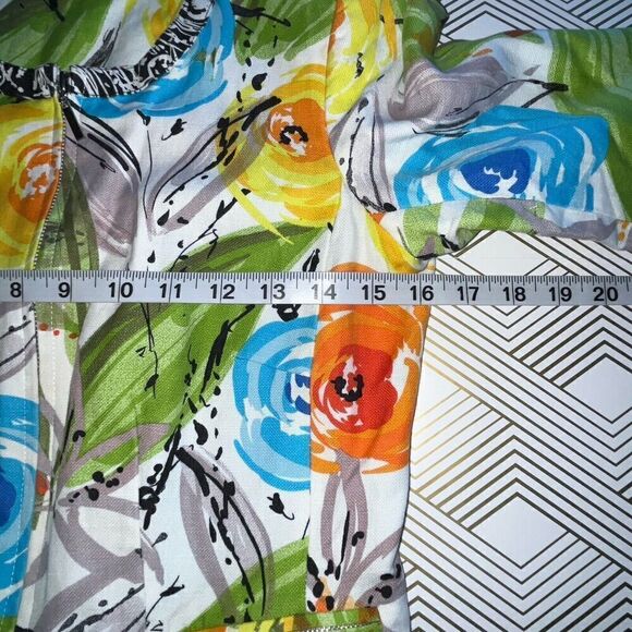 Peter Nygard Jacket Wmns Sz 4P Linen Blend Abstract Floral Multi Color Full Zip - Picture 7 of 8